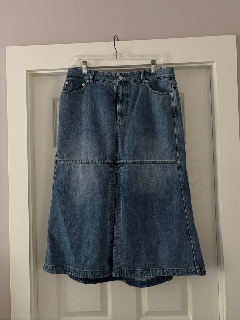 Tibi Blue Denim Midi Skirt